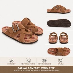 Women's Sandals by Muk Luks Tanner Cognac Suede Size 9 New With Tags